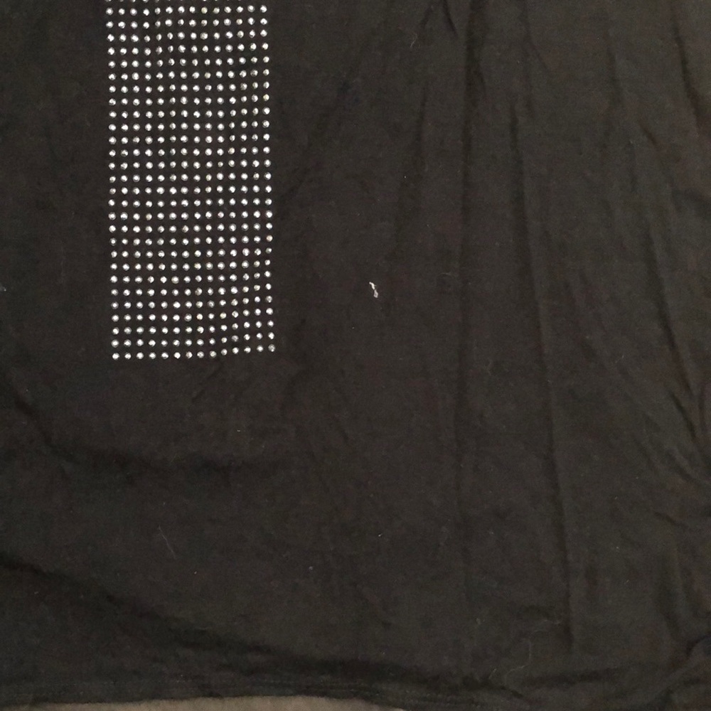 Black tank top with silver rhinestone cross. - Picture 2 of 4